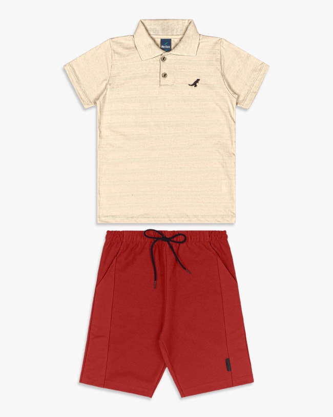 Conjunto Infantil Menino com Polo e Bermuda - ReiRex - Tapioca-98a8d0f7-9582-4dd3-9f44-77e9fee1e546