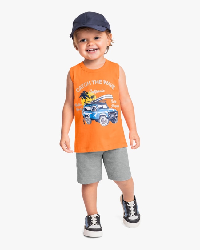 Conjunto Infantil Menino com Regata e Bermuda - ReiRex - Nectarine-367db82d-eb42-4290-99d8-cd43f45c99b6