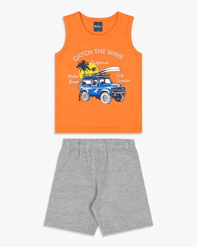 Conjunto Infantil Menino com Regata e Bermuda - ReiRex - Nectarine-3e00cf74-a84a-4685-8d41-26836f0ff8b1