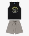 Conjunto Infantil Menino com Regata e Bermuda - ReiRex - Preto-46f23aa9-d487-4acd-8758-3a3f2985a659