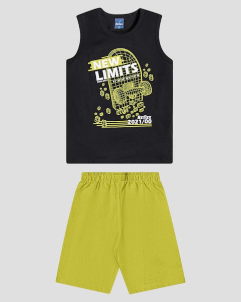 Conjunto Infantil Menino com Regata e Bermuda ReiRex Preto