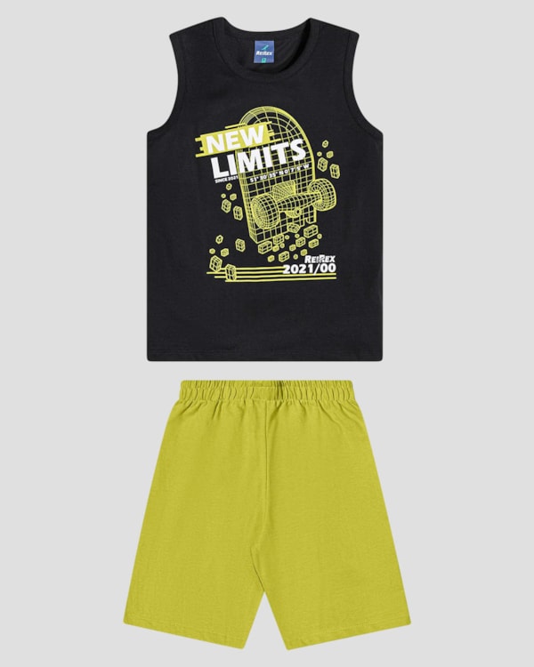 Conjunto Infantil Menino com Regata e Bermuda ReiRex Preto