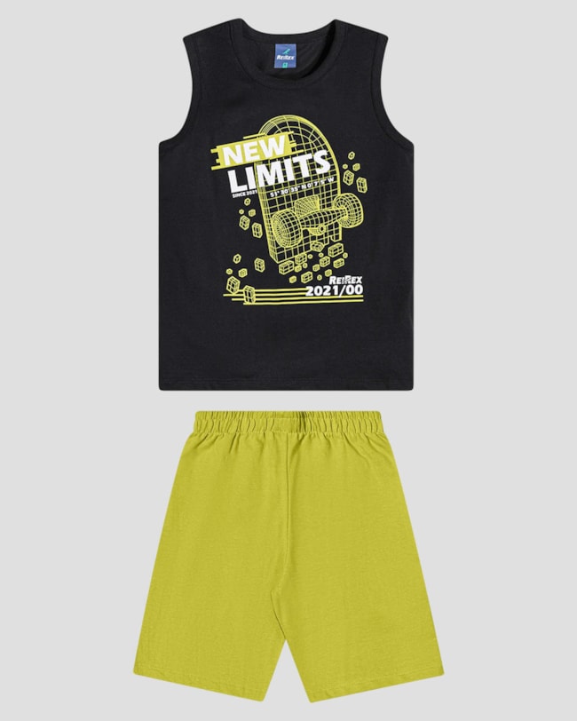 Conjunto Infantil Menino com Regata e Bermuda ReiRex Preto-d2998a58-ba36-4e39-afb0-bfac23619be6