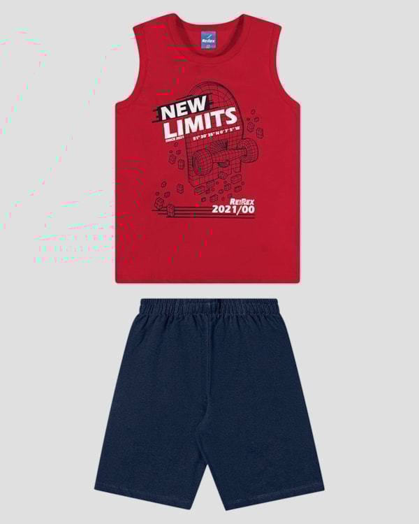 Conjunto Infantil Menino com Regata e Bermuda ReiRex Vermelho