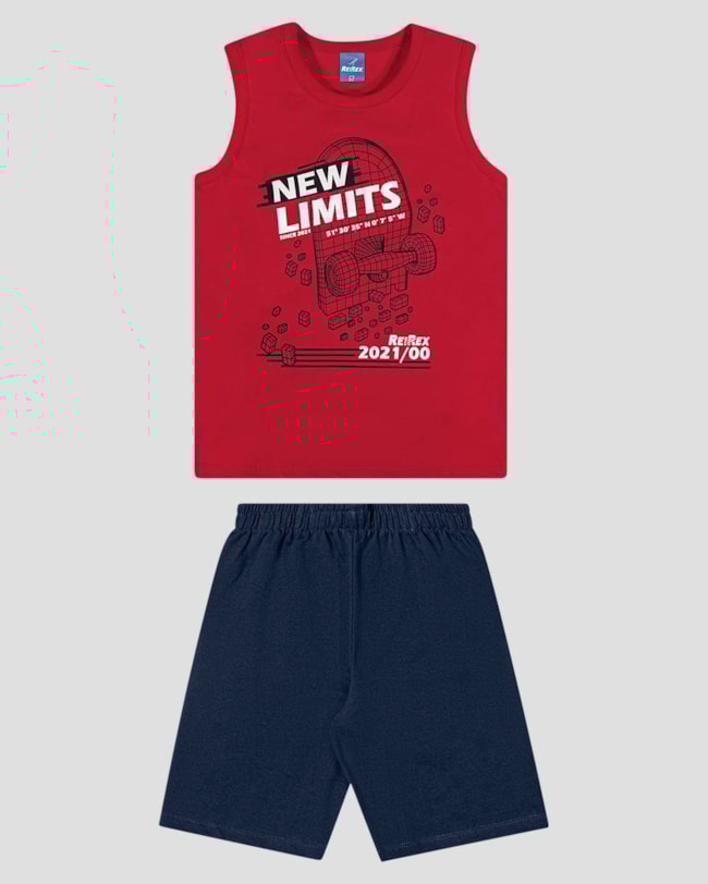 Conjunto Infantil Menino com Regata e Bermuda ReiRex Vermelho-ab0612ef-8841-43bf-a1e9-d5c4e4429a92