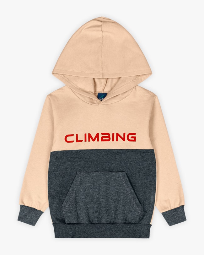 Conjunto Infantil Menino em Moletom Bicolor com Capuz - ReiRex - Bege-49dcd063-fc1c-4d0b-a04a-eae4fc95be89