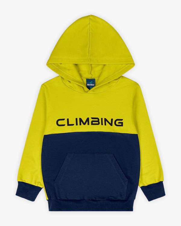 Conjunto Infantil Menino em Moletom Bicolor com Capuz - ReiRex - Verde