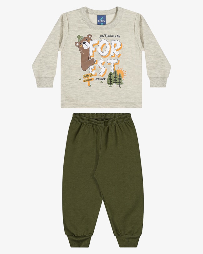 Conjunto Infantil Menino em Moletom com Estampa ReiRex - Mescla-cd4a4d69-54ec-4910-8b31-1ae6ecef15d6