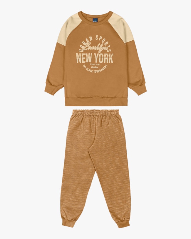 Conjunto Infantil Menino em Moletom com Manga Raglan - ReiRex - Gengibre-8c3e30f4-749b-466b-a837-c91ac1d3077b