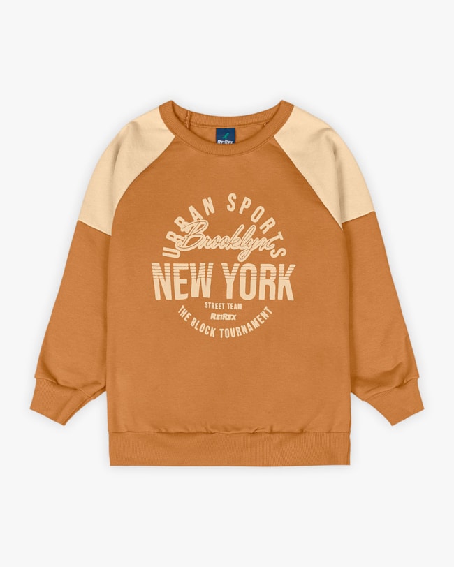 Conjunto Infantil Menino em Moletom com Manga Raglan - ReiRex - Gengibre-3e6a217d-da3e-4e5d-b8ef-5aa424baf585