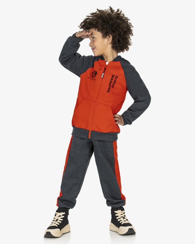 Conjunto Infantil Menino em Moletom com Recortes - Laranja-d2a804bc-5975-48a4-96a2-2151e11c292e