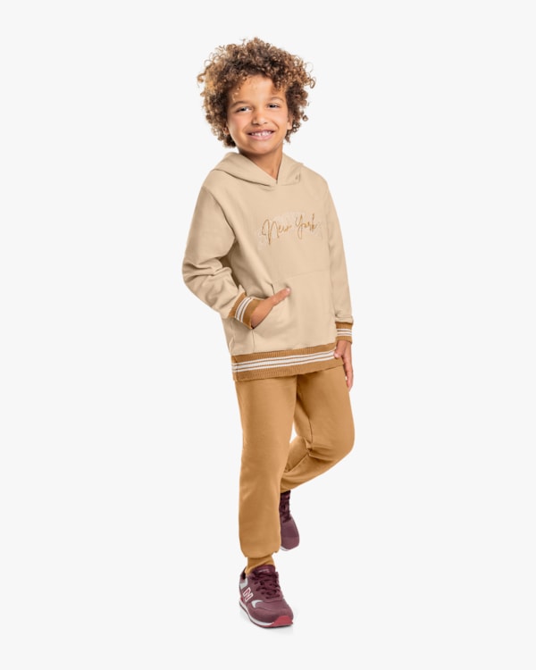 Conjunto Infantil Menino em Moletom com Retilínea - ReiRex - Deserto