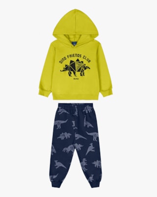 Conjunto Infantil Menino em Moletom Estampa Dinossauro - ReiRex - Verde-01