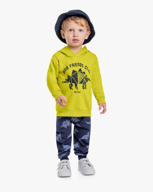 Conjunto Infantil Menino em Moletom Estampa Dinossauro - ReiRex - Verde-0fe24673-e310-474b-8872-dab96de5f8f1