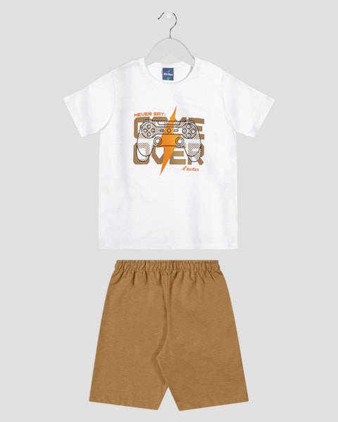 Conjunto Infantil Menino Estampa Gamer - ReiRex - Branco