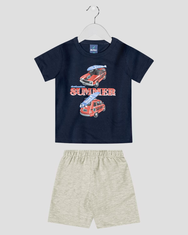 Conjunto Infantil Menino Estampa Mood Verão - ReiRex - Oxford
