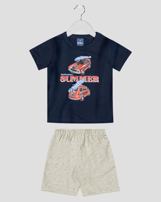 Conjunto Infantil Menino Estampa Mood Verão - ReiRex - Oxford-e20e5ed7-0b45-415b-978a-81d1874c0a85