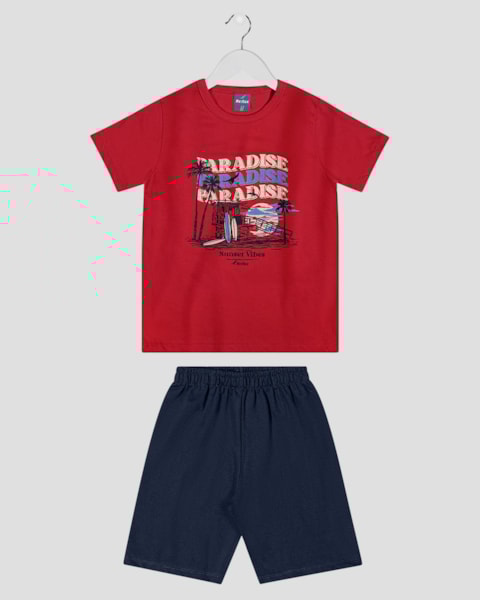 Conjunto Infantil Menino Estampa Paraíso Tropical – ReiRex – Tomato