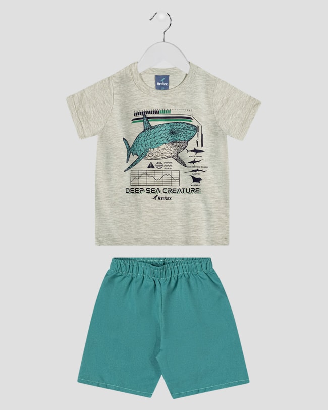 Conjunto Infantil Menino Estampa Tubarão - ReiRex - Mescla-9db5d531-5045-4000-99fb-69b80d16fa11