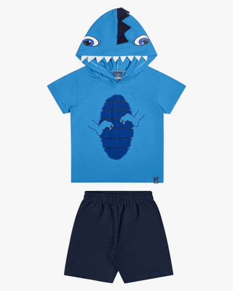 Conjunto Infantil Menino Interativo Dinossauro - ReiRex - Azul