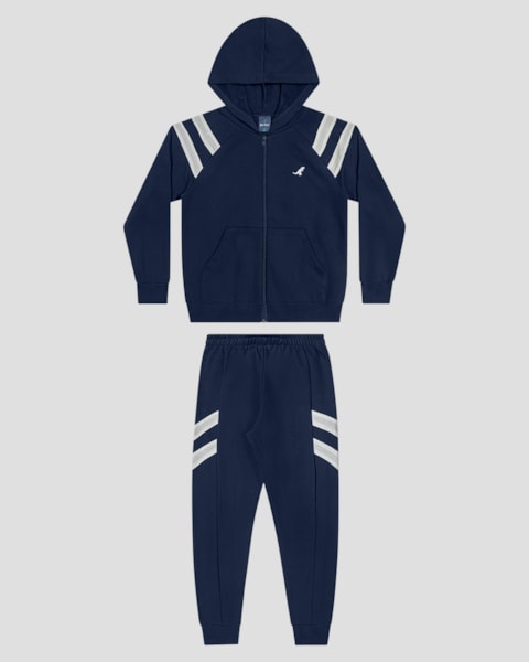 Conjunto Infantil Menino Jaqueta Capuz e Calça - ReiRex - Azul