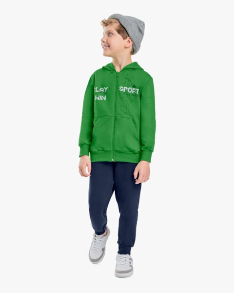 Conjunto Infantil Menino Jaqueta com Bolso e Calça - ReiRex - Verde