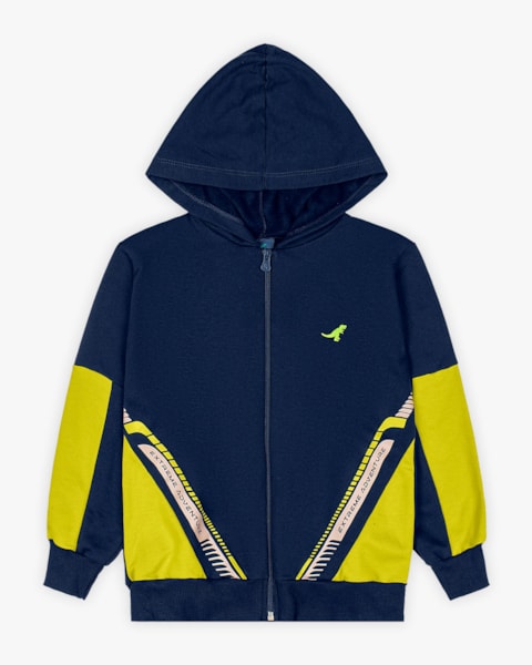 Conjunto Infantil Menino Jaqueta com Capuz e Calça - ReiRex - Azul