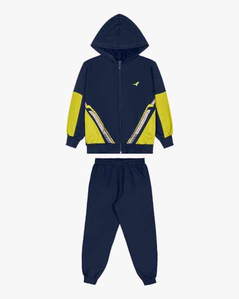 Conjunto Infantil Menino Jaqueta com Capuz e Calça - ReiRex - Azul