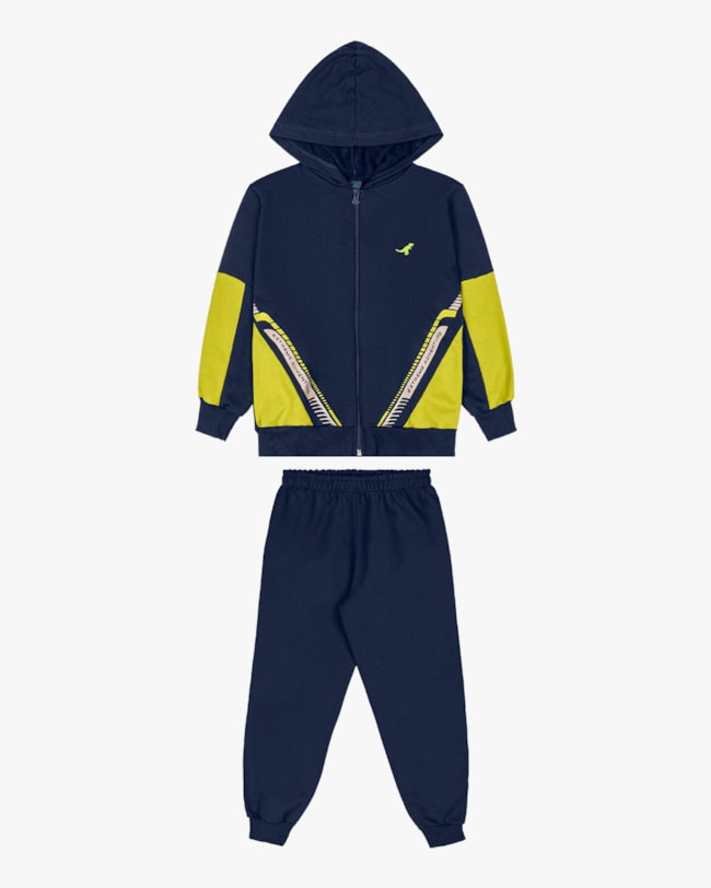 Conjunto Infantil Menino Jaqueta com Capuz e Calça - ReiRex - Azul-0b9f10d9-0d67-4ba3-8cff-6f5219862b02