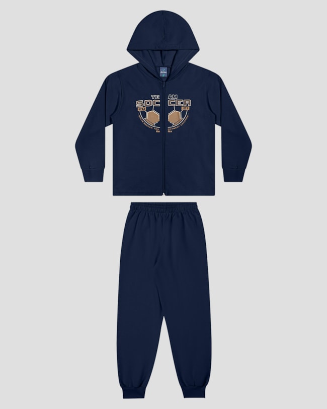 Conjunto Infantil Menino Jaqueta com Capuz e Calça - ReiRex - Azul-65aa7914-1f6c-4b87-8500-57f57ec49b2d