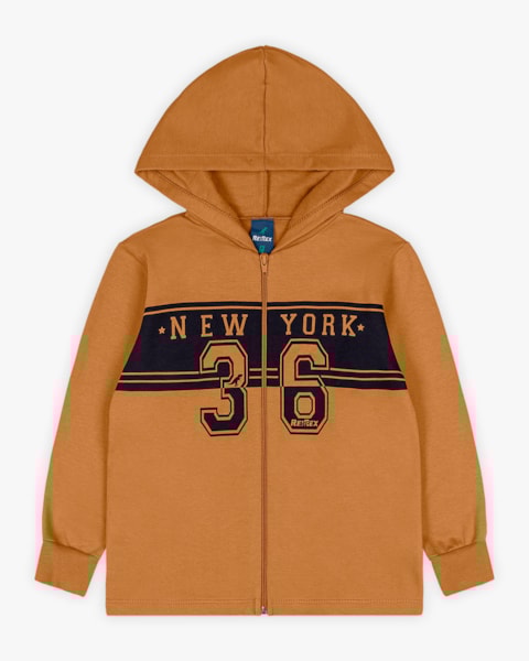 Conjunto Infantil Menino Jaqueta com Estampa e Calça - ReiRex - Marrom