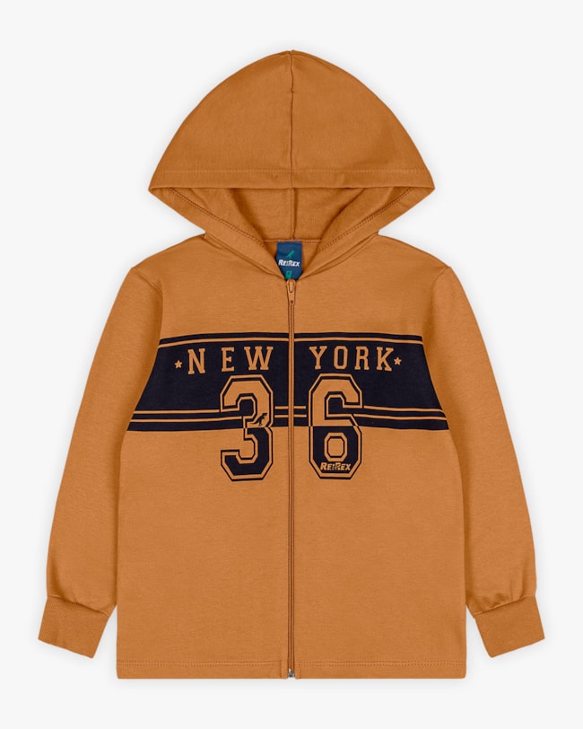 Conjunto Infantil Menino Jaqueta com Estampa e Calça - ReiRex - Marrom-40c93c71-e52e-4703-82f7-e34a3a5f1d6d