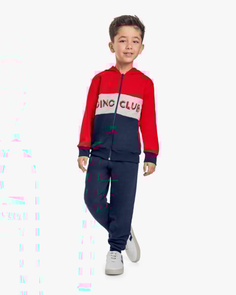 Conjunto Infantil Menino Jaqueta com Estampa Relevo - ReiRex - Vermelho