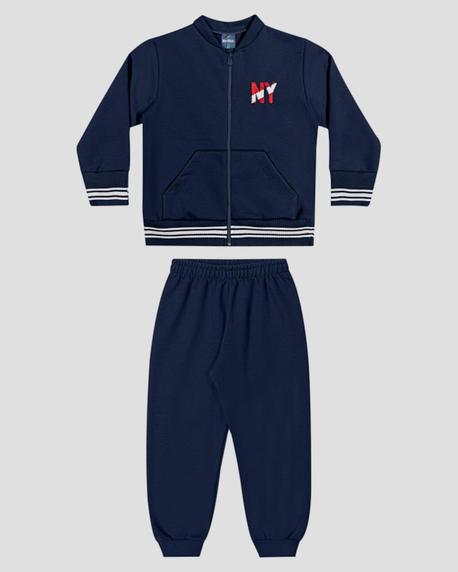 Conjunto Infantil Menino Jaqueta com Retilínea e Calça - ReiRex - Azul-1739b2da-cd44-4d17-bab6-4b812e99ad1a