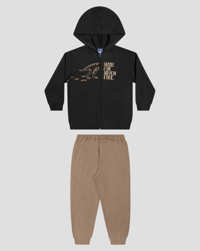 Conjunto Infantil Menino Jaqueta e Calça Moletom Dino - ReiRex - Preto-4f10d159-99d9-436e-9b07-5ca266a5ccf7