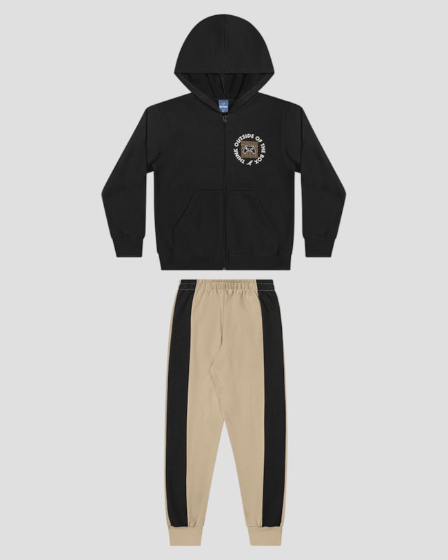 Conjunto Infantil Menino Jaqueta Estampa Game e Calça - ReiRex - Preto-6ab613a7-64c2-41c7-ae60-72d838c9f694