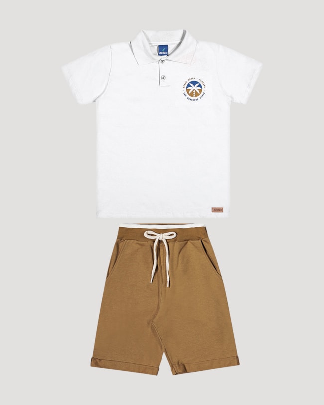 Conjunto Infantil Menino Polo e Bermuda ReiRex Branco-116931f9-7663-47b4-b2b2-17edccd555b8