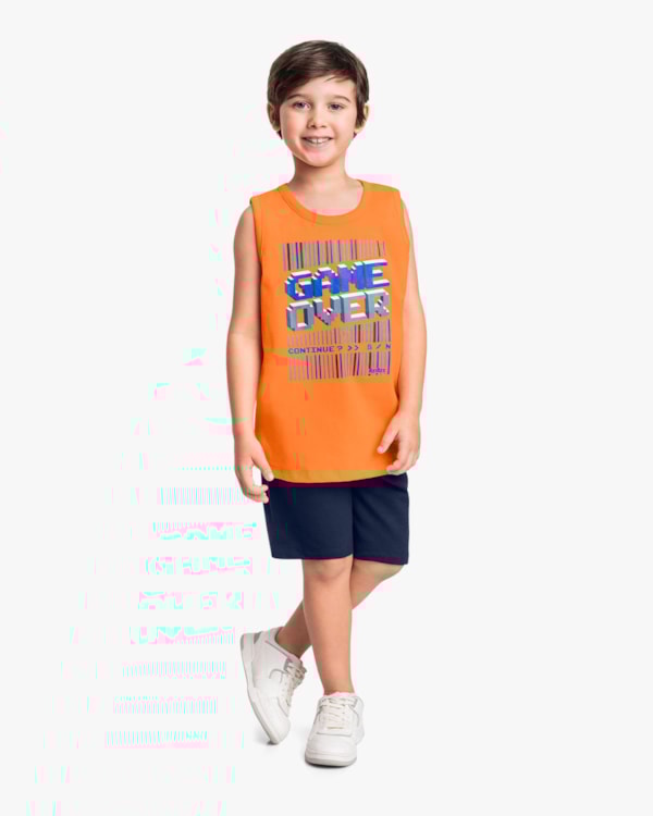 Conjunto Infantil Menino Regata com Estampa e Bermuda - ReiRex - Nectarine