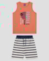 Conjunto Infantil Menino Regata e Bermuda Listrada ReiRex Laranja-1ec210a3-239d-4e3c-86cb-7ec709cc93b3