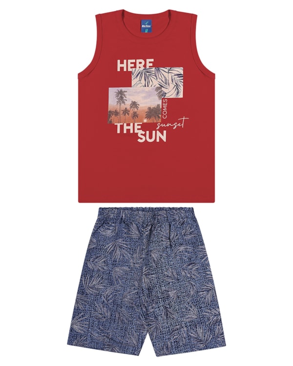 Conjunto Infantil Menino Regata e Bermuda ReiRex