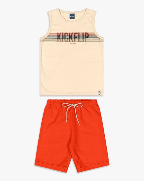 Conjunto Infantil Menino Regata e Bermuda - ReiRex - Tapioca