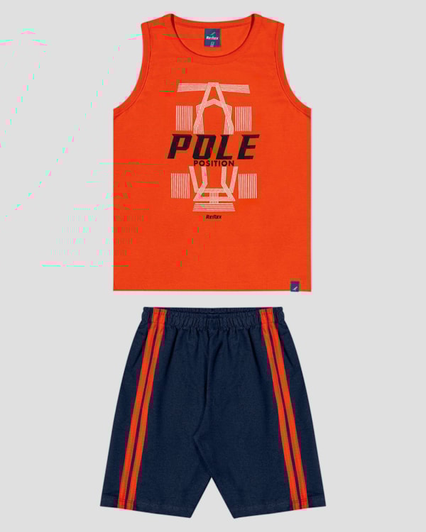 Conjunto Infantil Menino Regata e Bermuda ReiRex Vermelho