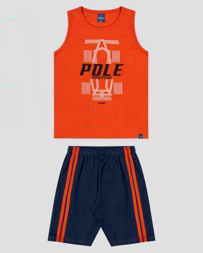 Conjunto Infantil Menino Regata e Bermuda ReiRex Vermelho-c00c072b-4a3d-4311-a778-669078f0eac2