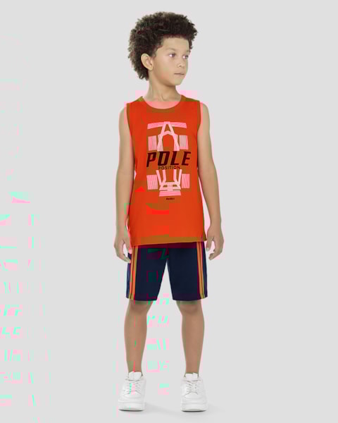 Conjunto Infantil Menino Regata e Bermuda ReiRex Vermelho