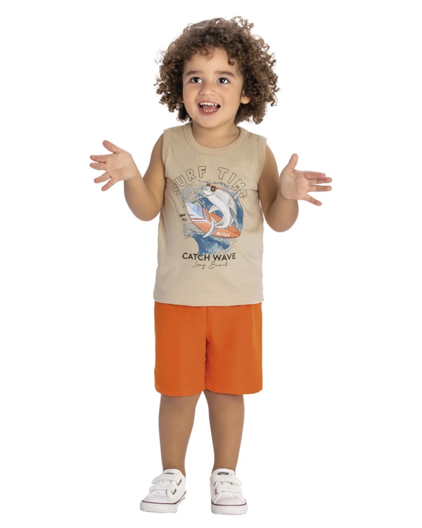 Conjunto Infantil Menino Regata e Bermuda Surf Rei Rex