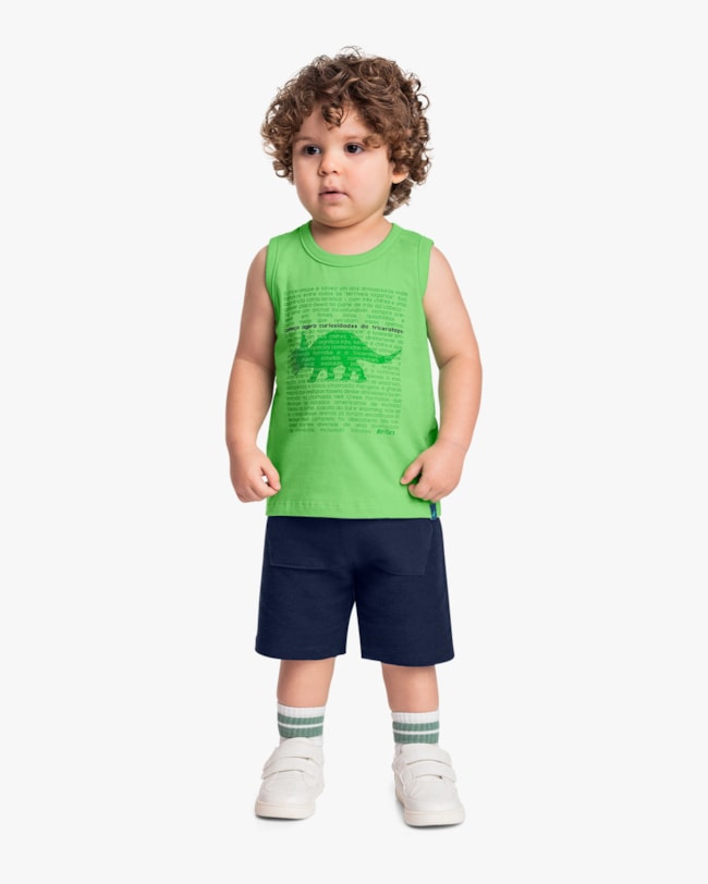 Conjunto Infantil Menino Regata Estampa Dino e Bermuda - ReiRex - Pistache-4ac74ad4-c3ca-4606-a524-2b2d64c6a370