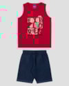 Conjunto Infantil Menino Regata Safari e Bermuda ReiRex Vermelho-816f3ff0-754e-4500-a6df-e2fbf39d303d