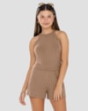 Conjunto Juvenil Feminino Blusa e Shorts Canelado BaseD Marrom-b8fada43-ce9c-49f2-b6e9-1dcf2d90a29f