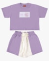 Conjunto Juvenil Feminino Blusa e Shorts com Recorte - BaseD - Sinfonia-d569eb7c-56b1-4cbe-9e54-08d9a6179d95