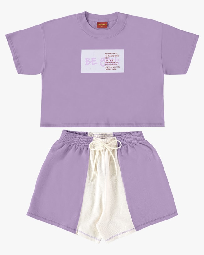 Conjunto Juvenil Feminino Blusa e Shorts com Recorte - BaseD - Sinfonia-7cd77641-a92f-443f-b3c7-fd193b5dcdb7